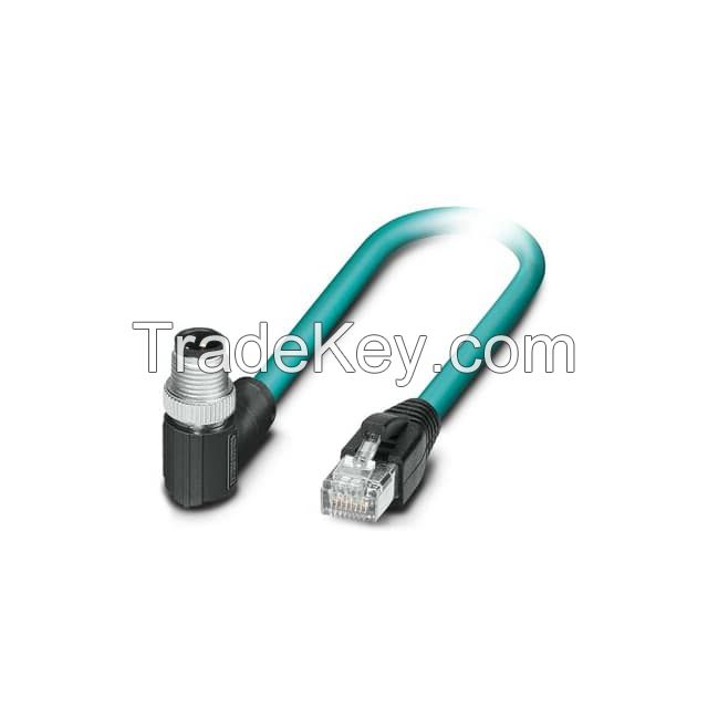 Circular 04 pos Male, Right Angle to RJ45, 8p8c Teal Round Shielded