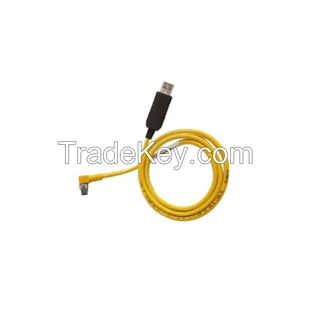 Circular 06 pos Male, Right Angle to USB A Male Plug Yellow Round Unshielded