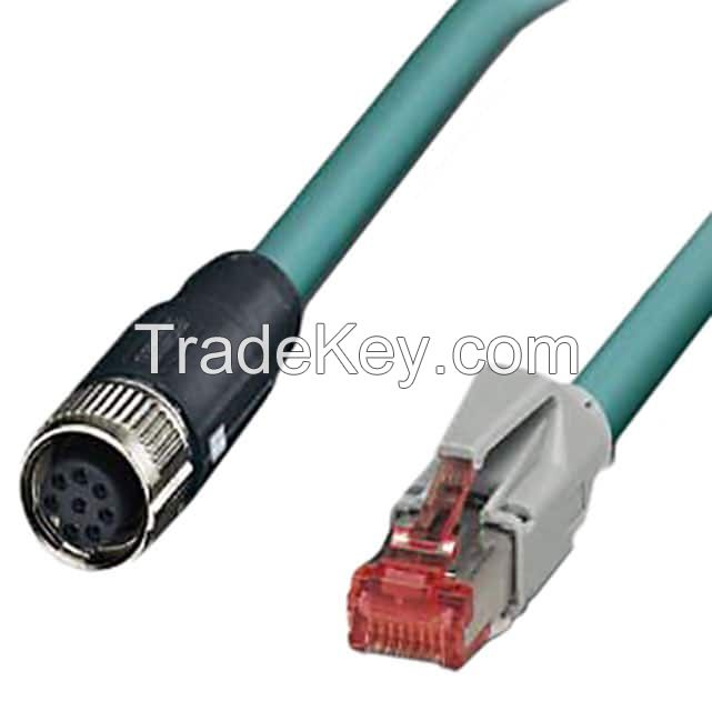 Circular 08 pos Female to RJ45, 8p8c Blue Round Double Shielded
