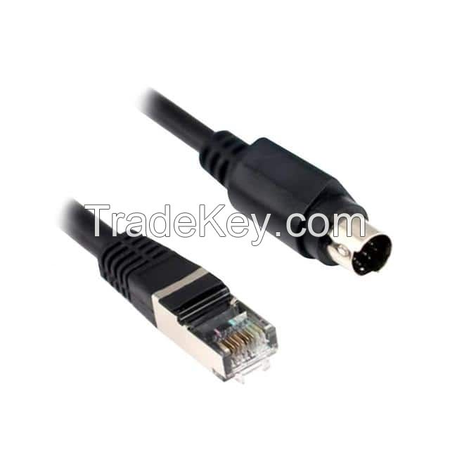 Circular 08 pos Male to RJ45, 8p8c Black Round Unshielded