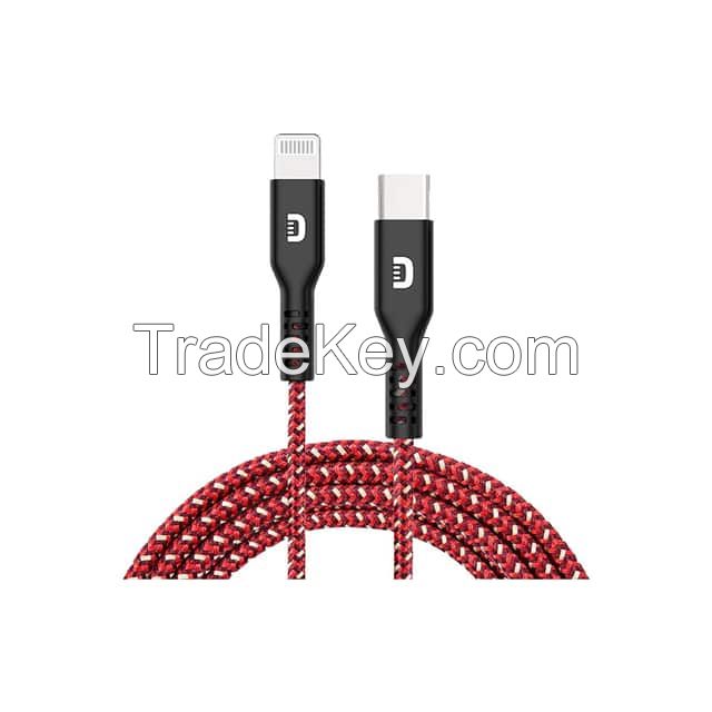 USB C Male Plug to i5 Lightning Connector Red Round Unshielded