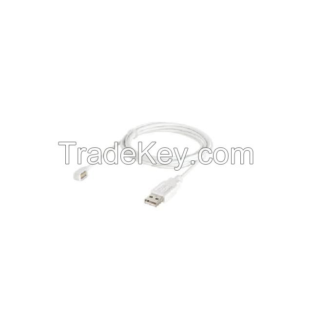 Rectangular 06 pos Plug, Right Angle to USB A Female Receptacle White Round Shielded