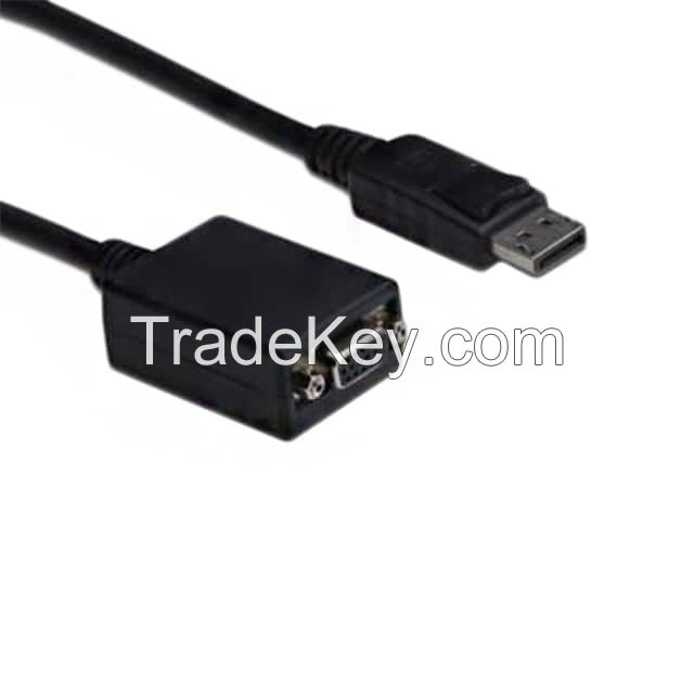 Displayport Male To Hd15 Female Black Round Double Shielded