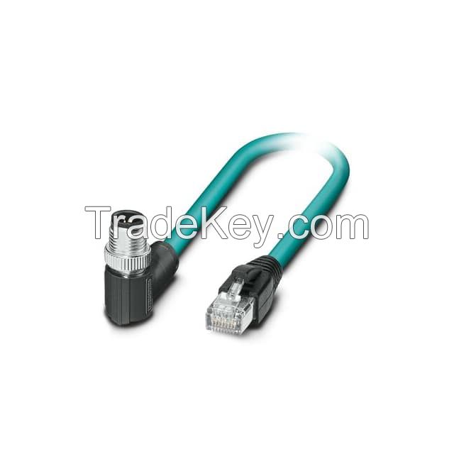 Circular 08 pos Male, Right Angle to RJ45, 8p8c Teal Round Shielded