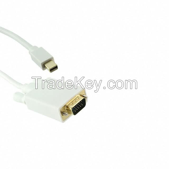 D-Sub 15 pos Male, High Density (HD) to Mini DisplayPort Male White Round Shielded