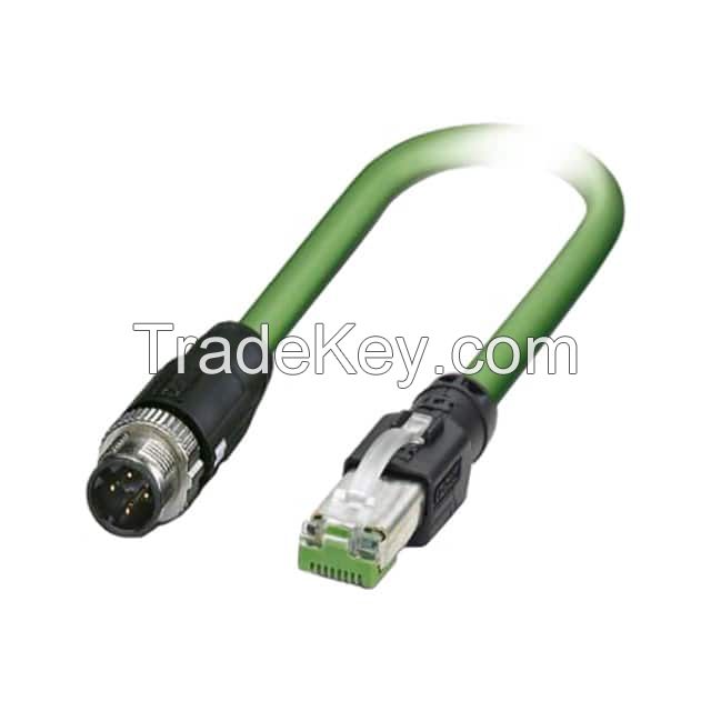 Circular 04 pos Male to RJ45, 8p4c Green Round Double Shielded