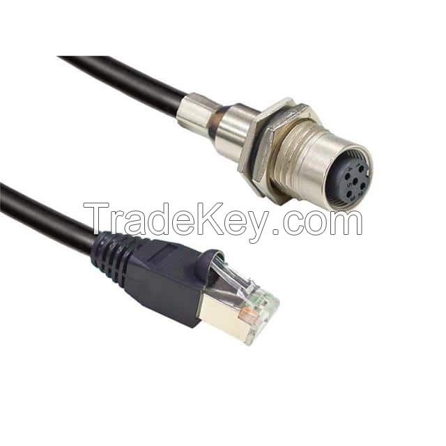 Circular 05 pos Female to RJ45, 8p8c Black Round Shielded