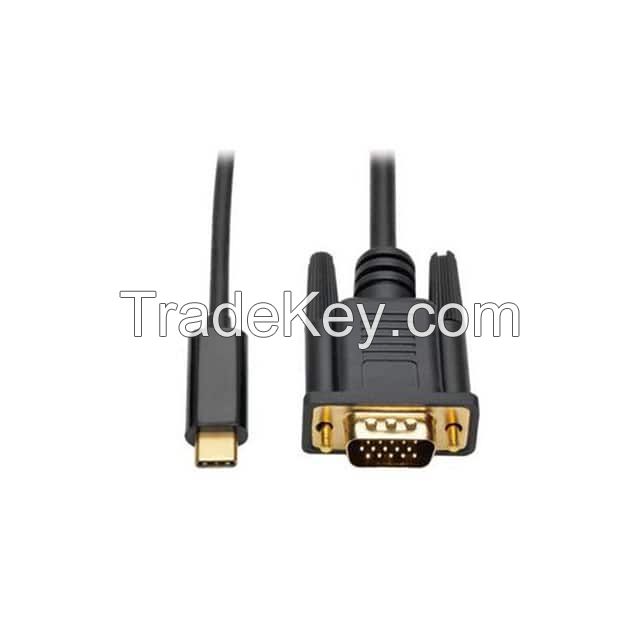 D-Sub 15 pos Male, High Density (HD) to USB C Male Plug 3.1 Black Round Unshielded