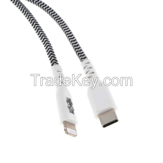 USB C Male Plug to i5 Lightning Connector Black, White Round Shielded