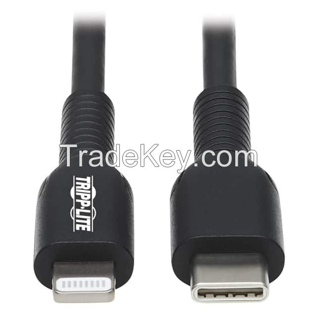 USB C Male Plug to i5 Lightning Connector Black Round Unshielded