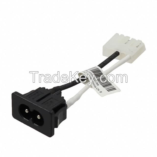 Rectangular 05 pos Socket to IEC 320-C8 Black, White Round Unshielded