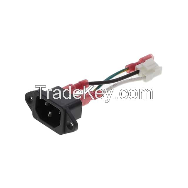 Rectangular 02 pos Socket to IEC 320-C14 Black, White Individual Unshielded