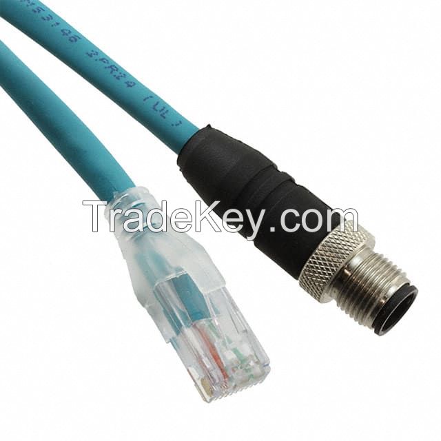 Circular 04 pos Male to RJ45, 8p4c Blue Round Unshielded