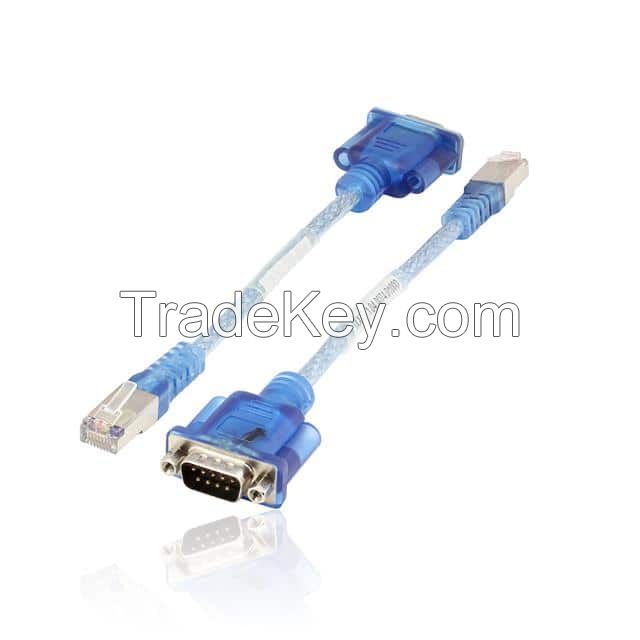 D-Sub 09 pos Male to RJ45, 8p8c Blue Round Shielded