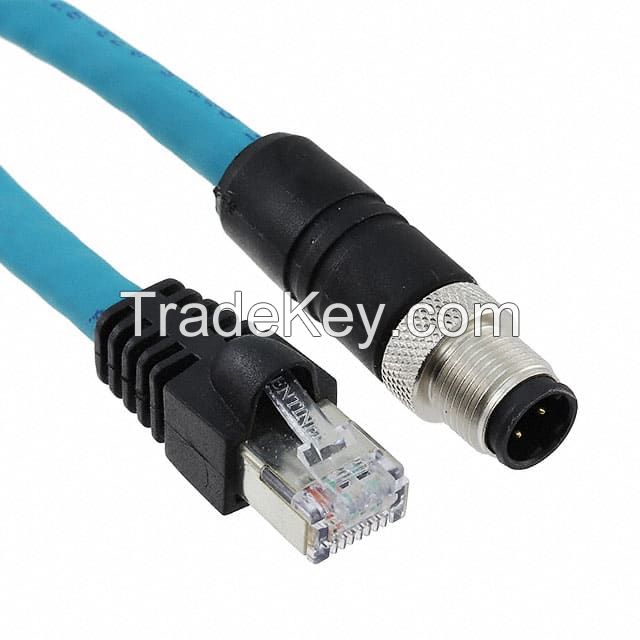 Circular 04 pos Male to RJ45, 8p4c Blue Round Shielded