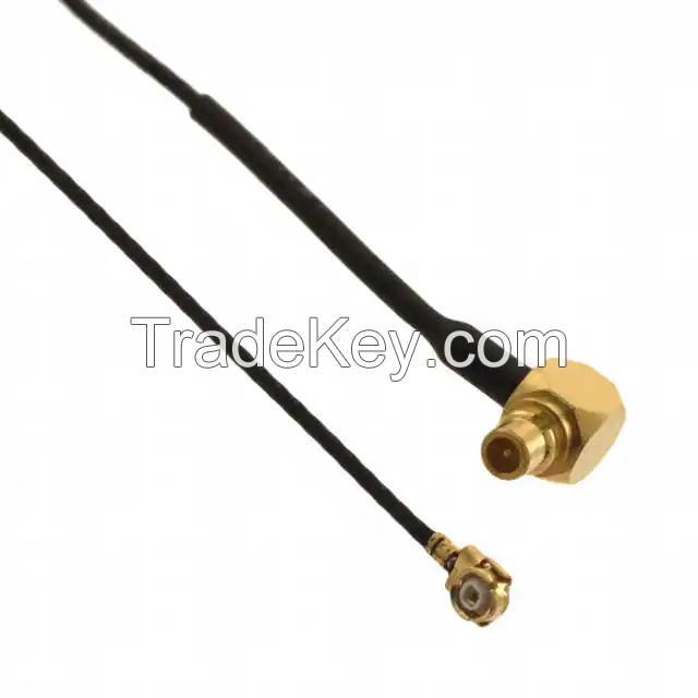 U.FL (UMCC) Plug, Right Angle Female to MMCX Plug, Right Angle 0.81mm OD Coaxial Cable