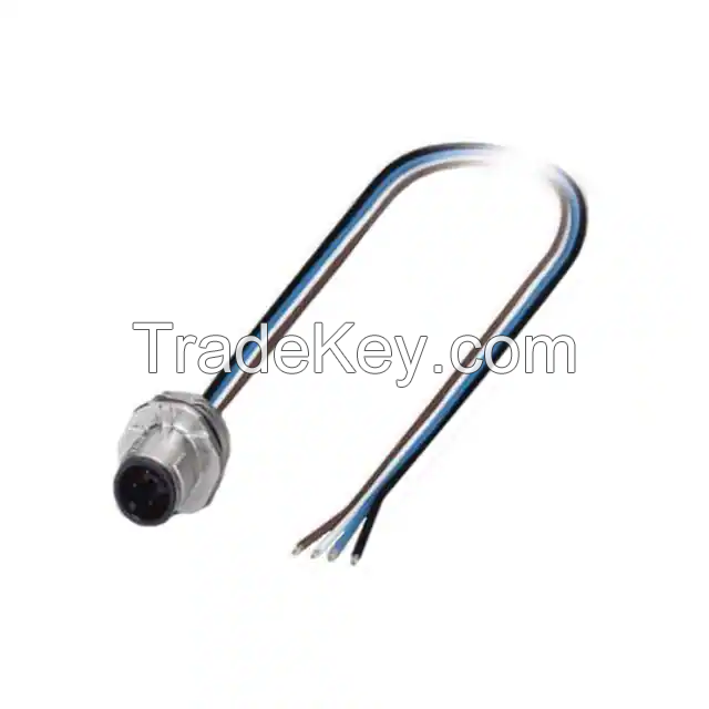 M12 A code 3 Male Pins to Wire Leads Thermoplastic Elastomer (TPE) 1.64' (500.00mm)