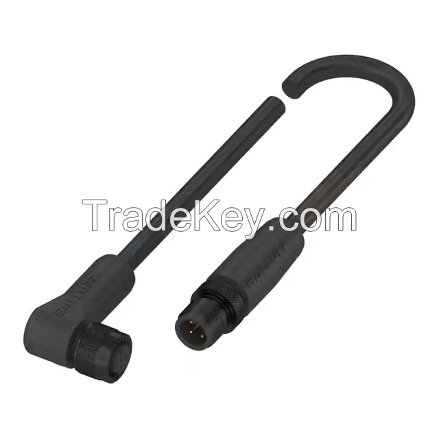 M12 A code 4 Male Pins to M12 A code 5 Plug, Right Angle Silicone Rubber 9.84' (3.00m)