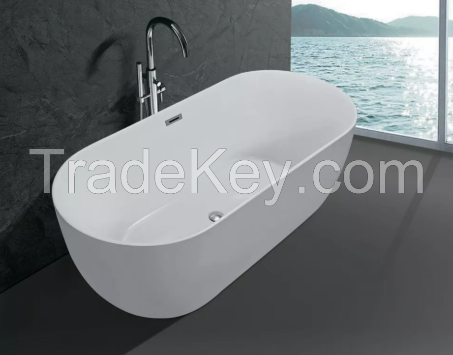 Freestanding bathtub 8007-1 model 66.93'' L Ã 29.53'' W Ã23.23'' H-Acrylic ,Round Soaking tub 