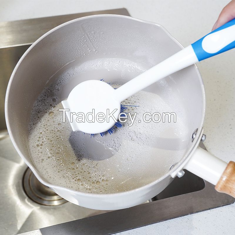 Plastic pot dish cleaning brush kitchen dish brush with liquid soap dispenser bottle brush
