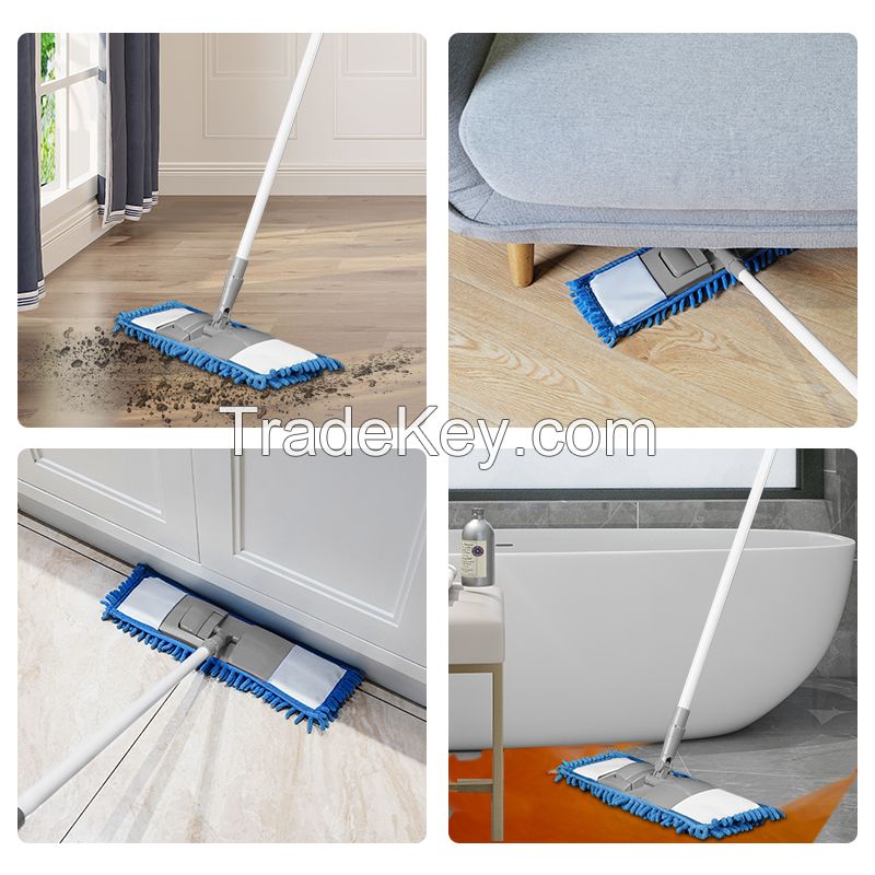 Jesun Chenille Microfiber Flat Dust Trapeadore Floor Mop with Extendable Handle