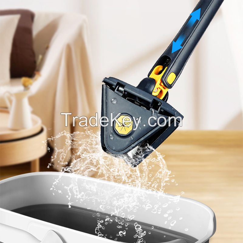 New 360 degree rotating triangle rotary lazy mop automatic water wringing hands free dry and wet mop multi-purpose cleaning mop