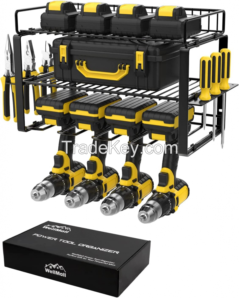 3- TIER Power Tool Organizer and Storage Rack - Perfect for Storaging Your Power Drill and Heavy Duty Tools with Ease!