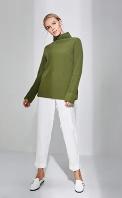 Guoou Knitwear High Quality Custom Folding Sleeve Oversize Split Turtleneck Pullover Jumper Cashmere Sweater