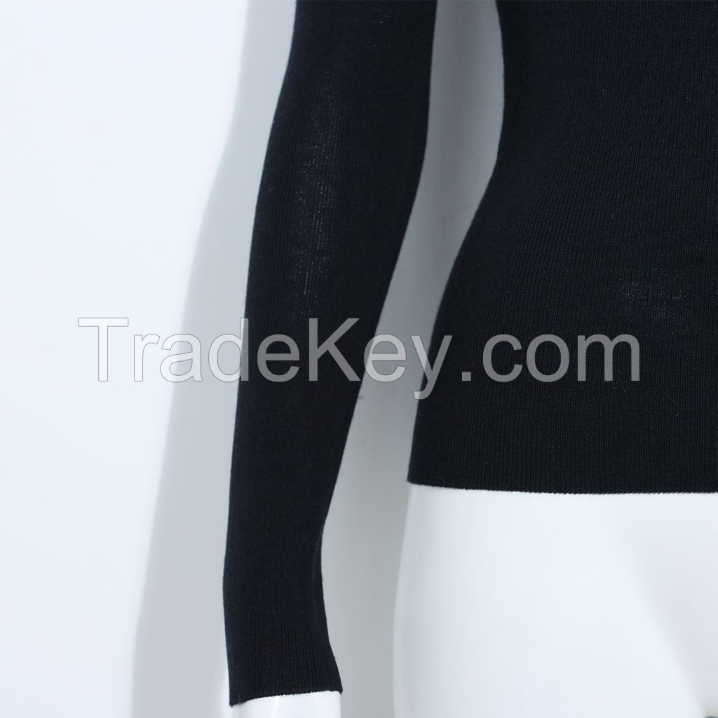 New Arrivals V neck Seamless Fine Knit 18G Plain Inner wear Merino Wool Basic Sweater Knitted Top