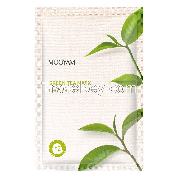 Full Face Facial Mask Sheet with Green Tea, Hyaluronic Acid, Aloe Vera and Pomegranate Essence