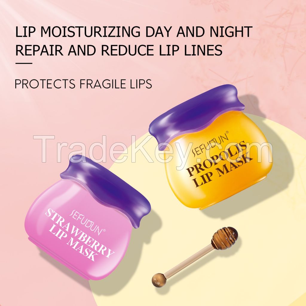 Private Label Day and Night Strawberry Honey Overnight Lip Mask for Dry and Chapped Lips