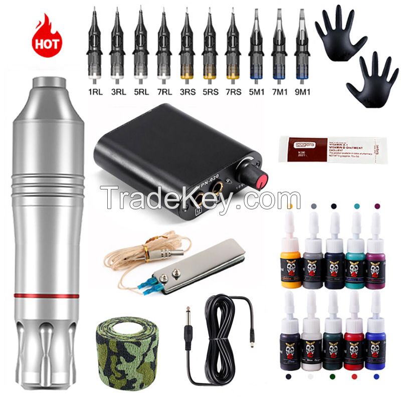 Complete Tattoo Kit,Cartridge Rotary Tattoo Gun Machine Kit for Beginners