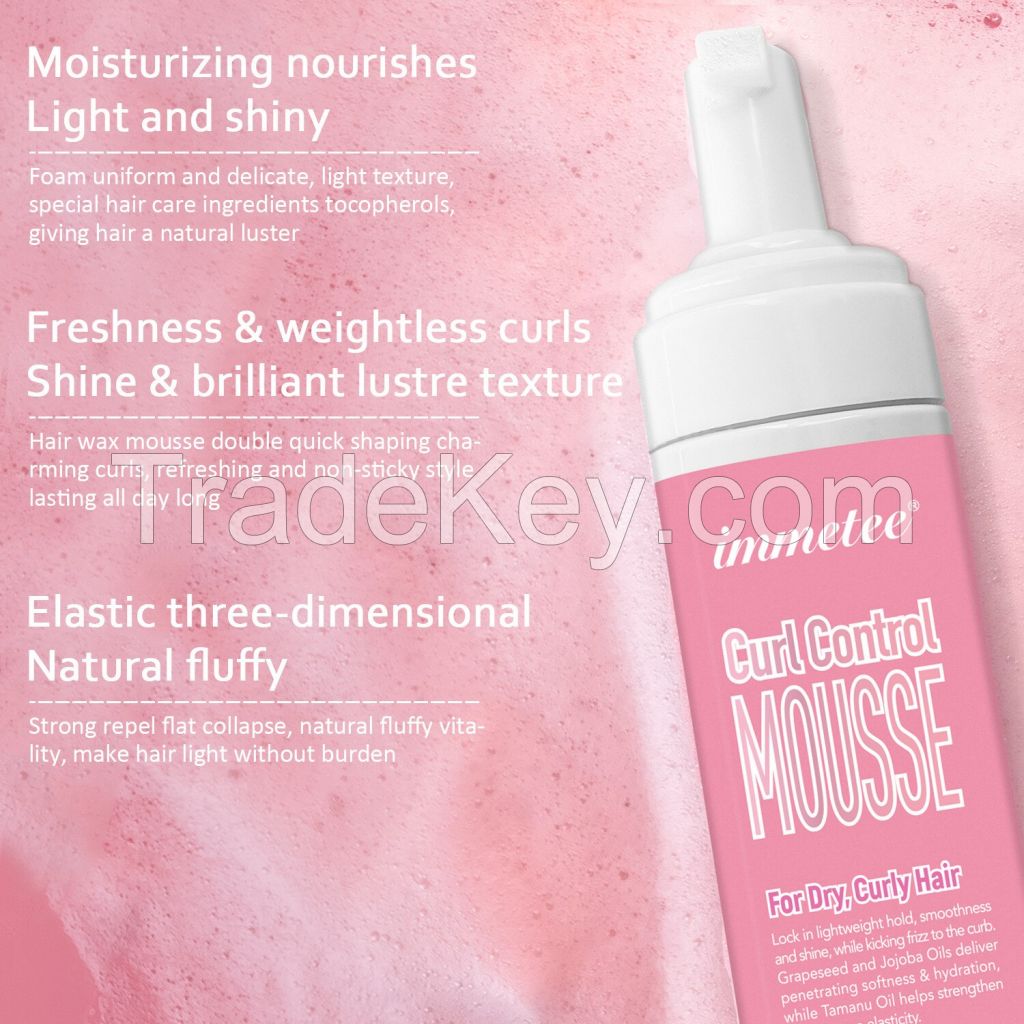 Sulfate-Free Anti-Frizz Styling Moisturizing Detangler Curl Control Curly Hair Mousse for Frizz Control