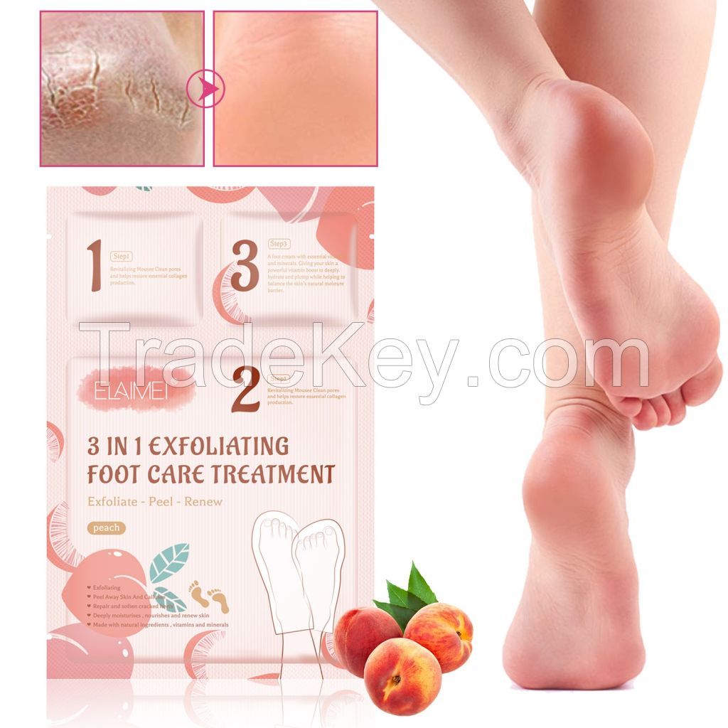 3-in-1 Moisturizing Foot Peel Mask for Dry Cracked Feet That Remove Dead Skin