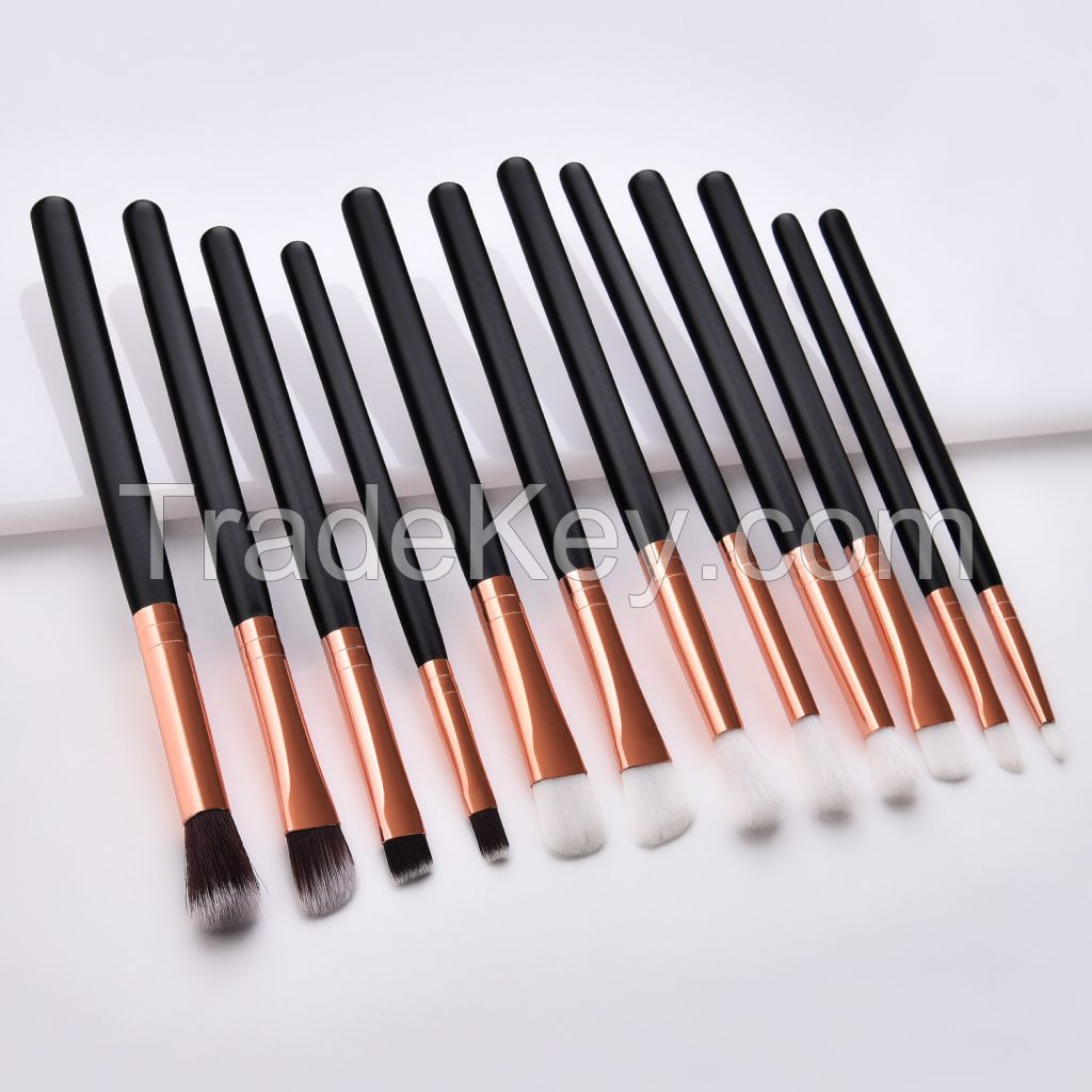 12pcs Eyeshadow Brush Set for Travel,Rose Gold Makeup Brushes Set with Soft Synthetic Hairs