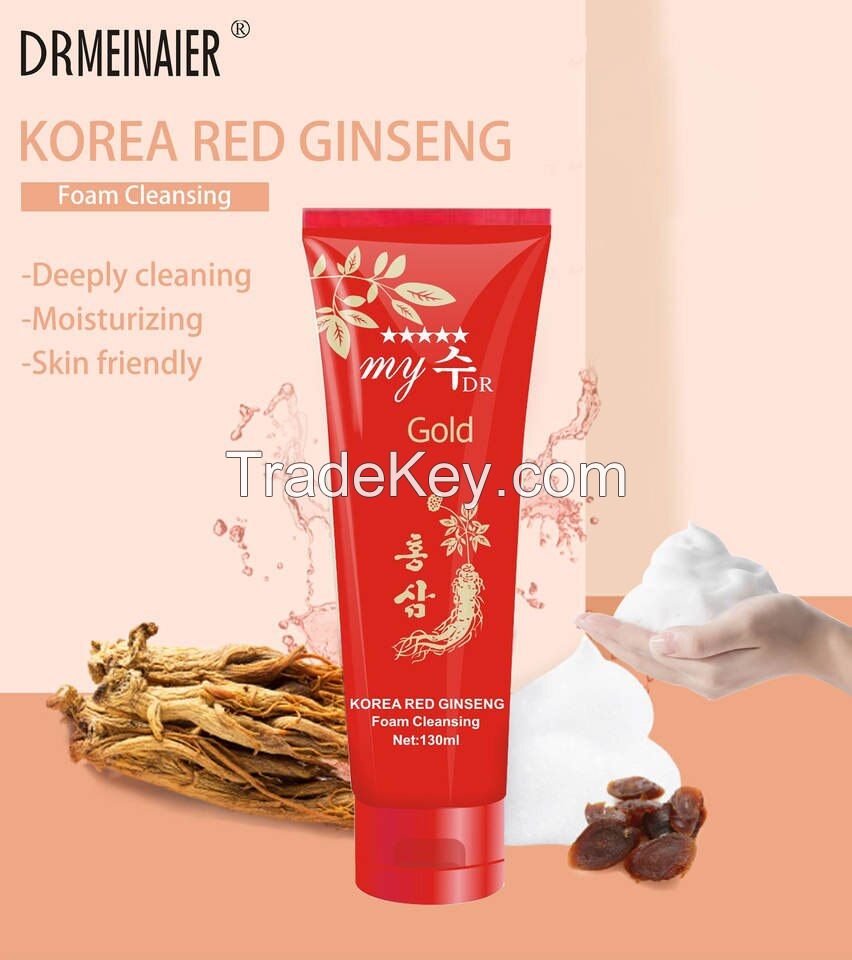 Deep Cleansing Moisturizing Brightening Facial Cleanser with Korean Red Ginseng Extract for Acne Control and Oil Balance