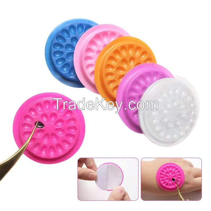 Disposable Adhesive Pallet,Plastic Flower Shape Glue Pad False Eyelashes Glue Holder