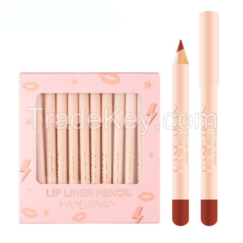 12 Colors Matte Lip Liner and Lipstick Set,Velvet Matte Nude Pink Long Lasting Creamy Lip Liner Pencil