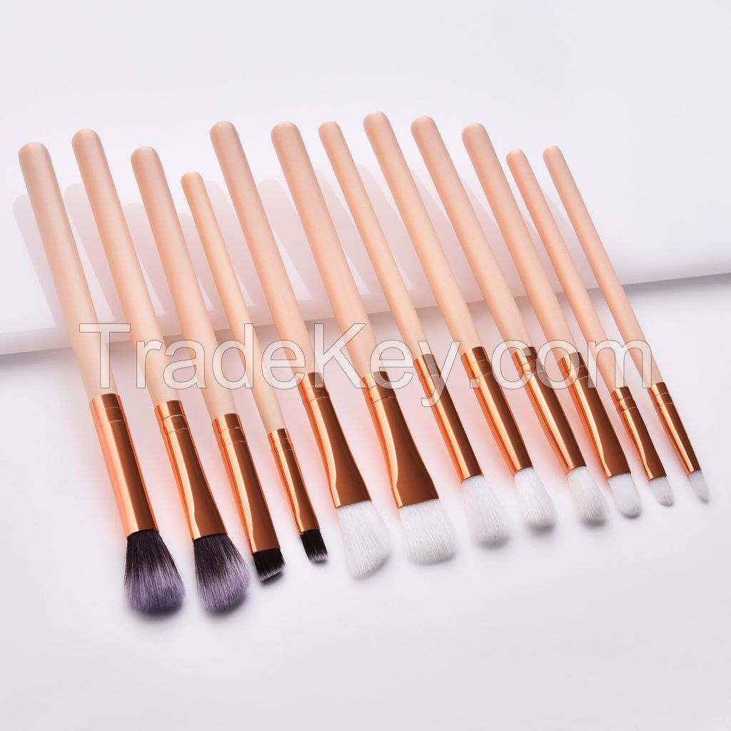 12pcs Eyeshadow Brush Set for Travel,Rose Gold Makeup Brushes Set with Soft Synthetic Hairs