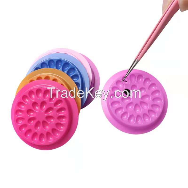 Disposable Adhesive Pallet,Plastic Flower Shape Glue Pad False Eyelashes Glue Holder