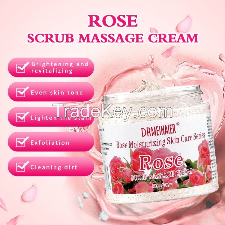 Rose Face Body Scrub Cream,Milk Almond Cleansing Exfoliating Bath Scrub