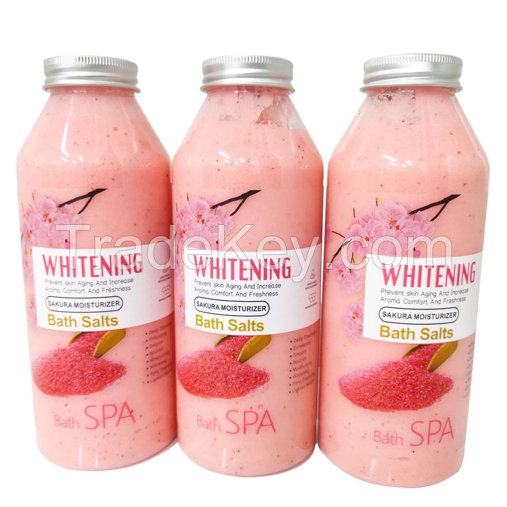 Milk Shower Gel Scrub Salt, Bubble Cherry Blossom Fragrance Bath Salt to Remove Chicken Skin