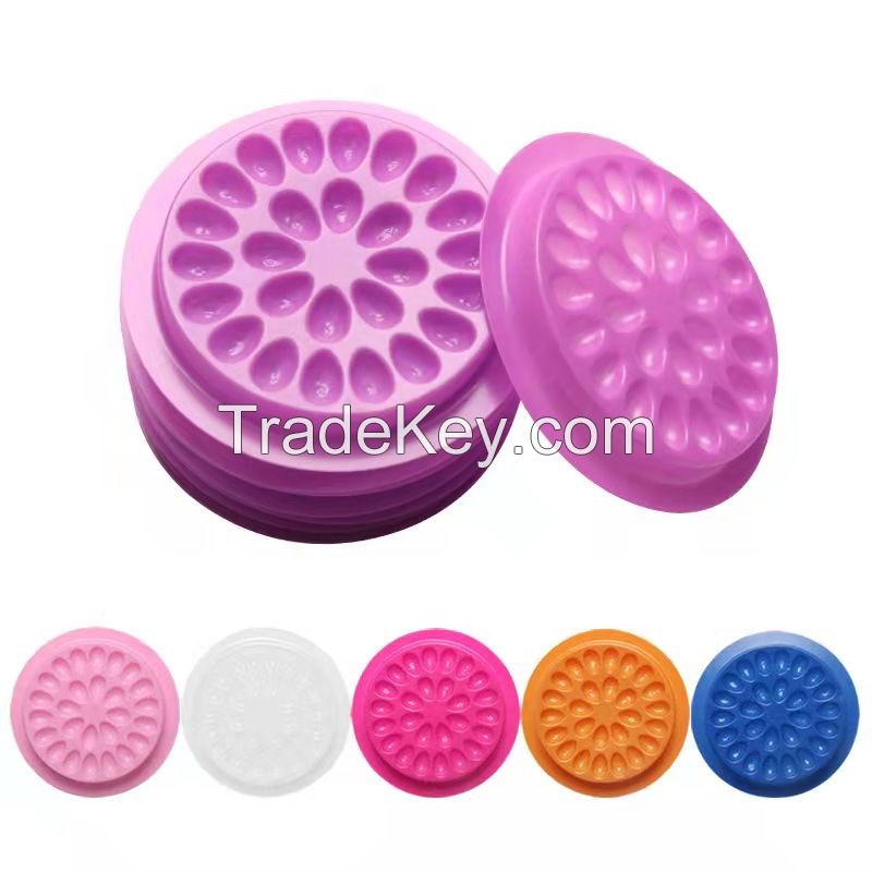 Disposable Adhesive Pallet,Plastic Flower Shape Glue Pad False Eyelashes Glue Holder