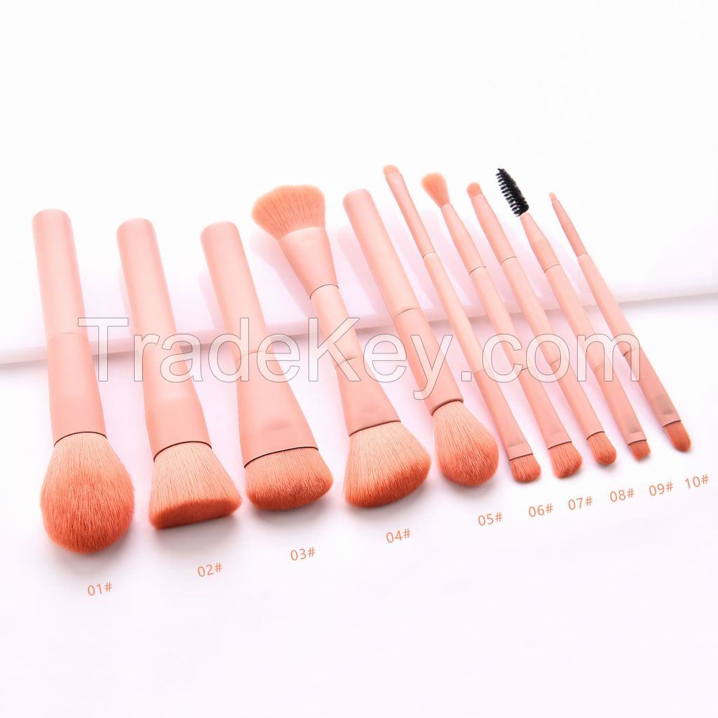Pink Makeup Brushes,10 Pcs Blending Face Powder Eye Shadow Concealler Make Up Brushes Tool Kit