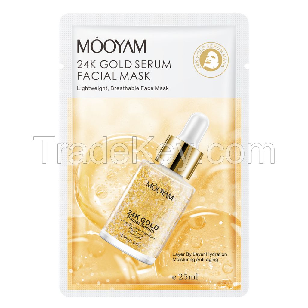 24K Gold Snail Retinol Serum Face Mask Hyaluronic Acid Collagen Moisturizing Facial Sheet Mask