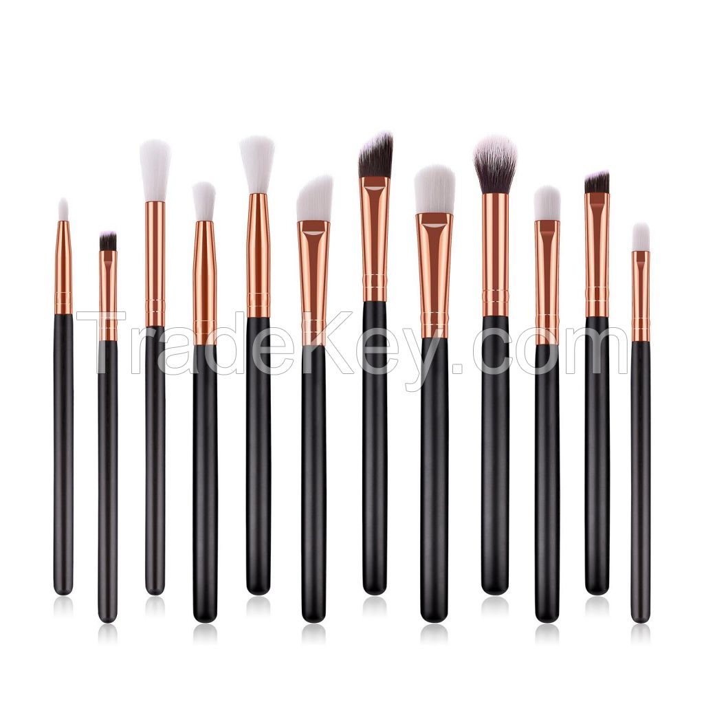 12pcs Eyeshadow Brush Set for Travel,Rose Gold Makeup Brushes Set with Soft Synthetic Hairs