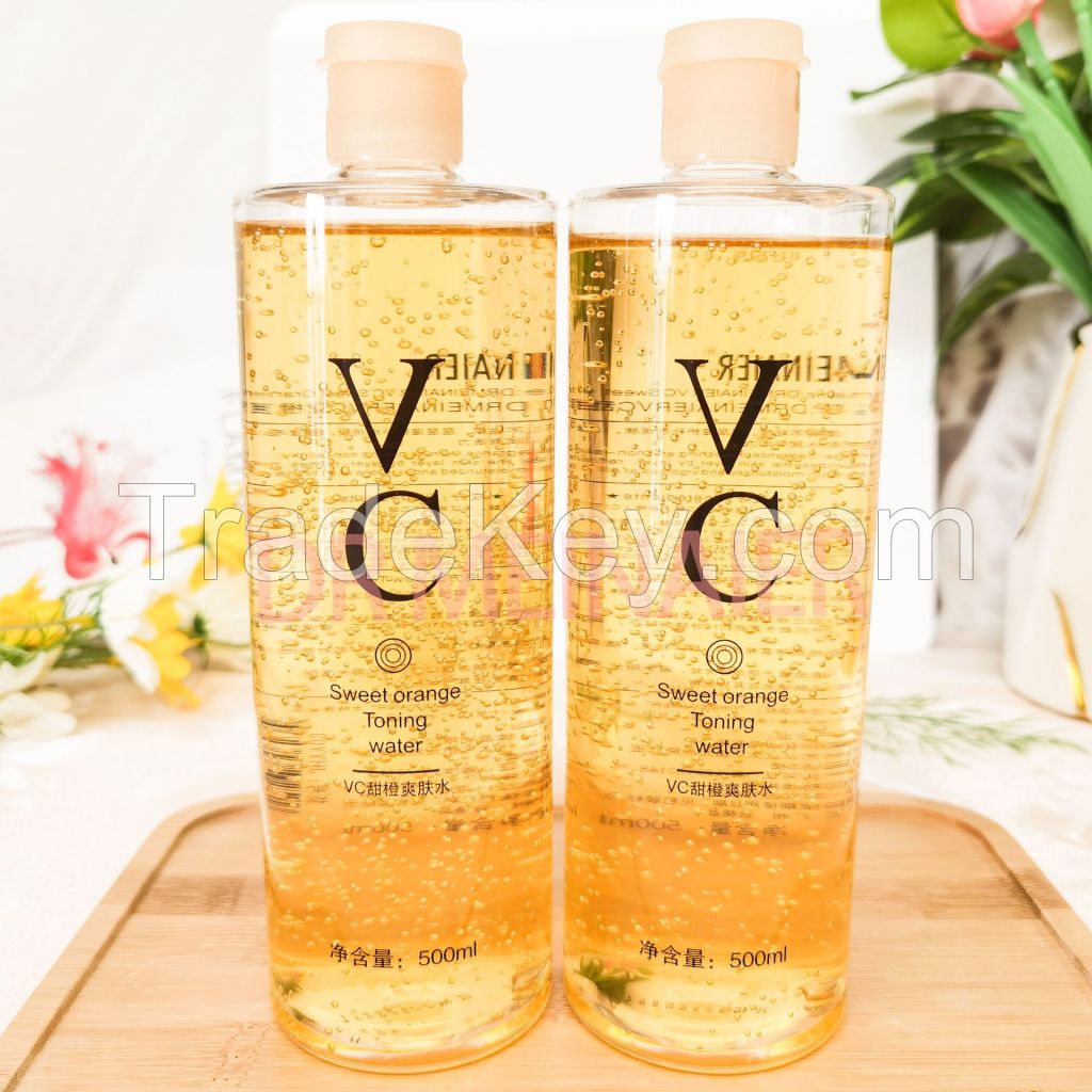 Alcohol-Free Gentle Daily Exfoliating Organic Vitamin C Facial Toner with Hyaluronic Acid