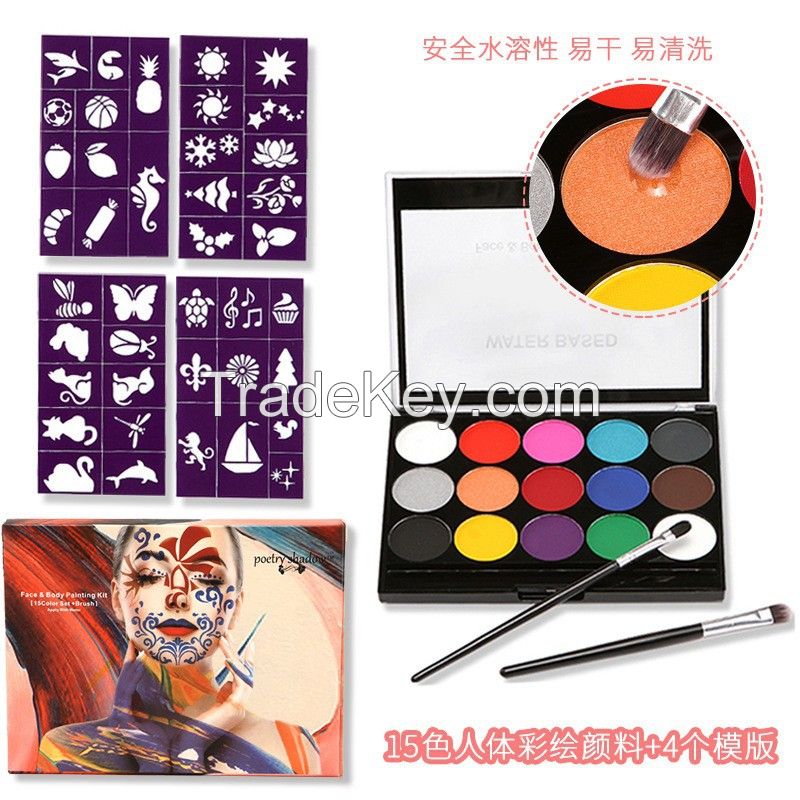 Professional 15 Colors Makeup Palette,Water Based Face & Body Paint for Halloween,Cosplay,Party Costume and Makeup
