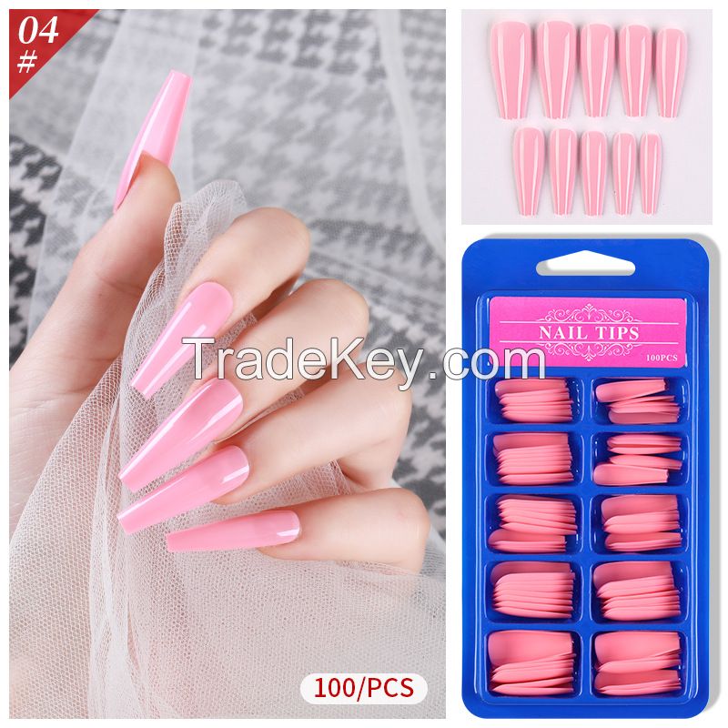 Lady French Style Full Cover Acrylic Artificial Nail Tips with Box for Nail Tips Art Salons and Home DIY