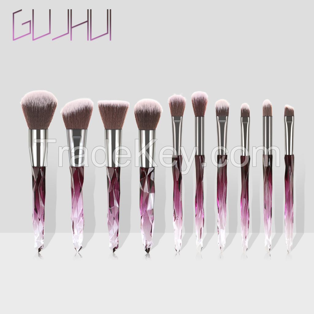 Makeup Brushes Set 10pcs Colorful Diamond Cosmetic Kabuki Brushes Premium Synthetic Bristles Crystal Handle Set for Makeup